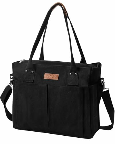 Nicav Canvas Tote Bag with Zip Top