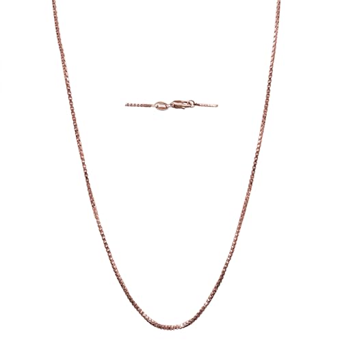 14K Real Yellow/White/Rose Gold Solid Box Link Chain Necklace with Lobster Claw Clasp, Jewelry Gift for Women or Men