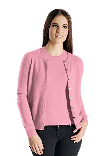 Cashmere Boutique 100% Pure Cashmere Cardigan Twin Sets for Women - Round Neck, Long Sleeve, Button Down, Soft & Warm Sweater