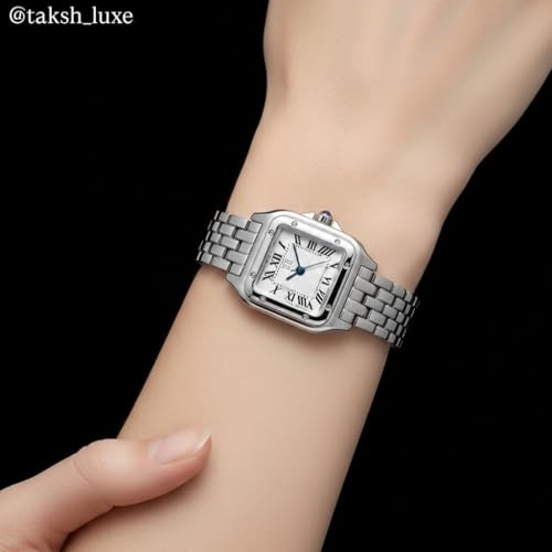Image of Quartz Glass Dial Stainless Steel Analog Watch for Women Daily Office Wear