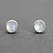 Kathy Bankston Handmade Rainbow Moonstone Stud Earrings for Women and Girls, 4mm Round Bezel 925 Sterling Silver