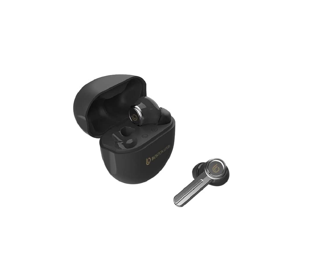 Boston Levin Storm 13 Bluetooth Wireless Earbuds with Upto 27-Hour Total Playtime, Bluetooth V5.2, IPX5 Water/Sweat Resistant, Immersive Sound Quality, Powerful Bass, 8mm Drivers - Black
