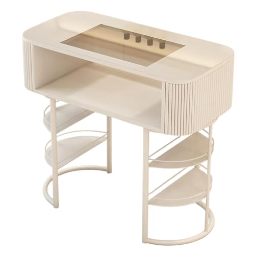 ネイルデスク 引き出し付き・強化ガス天板 幅80/100/120cm 選択可能 大容量収納 多機能 メイク作業台 組み立て簡単 プロも愛用 家庭用・サロン用ネイル机(スタイル2,80cm)