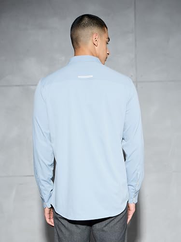 Image of TECHNOSPORT Men's Polyester Slim Fit Solid Casual Shirt with Ts Lytra