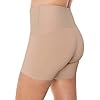 Leonisa Moderate Compression High Waisted Shorts for Women - Invisible Anti Chafing Womens Shapewear Tummy Control Beige
