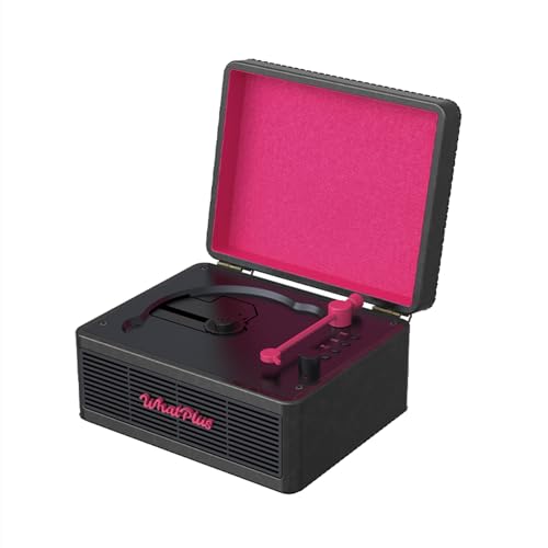 Image of Portable CD Player with Bluetooth 5.2, Rechargeable Battery & Built-in Speakers - Hi-Fi Retro Suitcase Design for Home Decor, AUX /TF Card Support - Ideal Gift (Black & Pink)