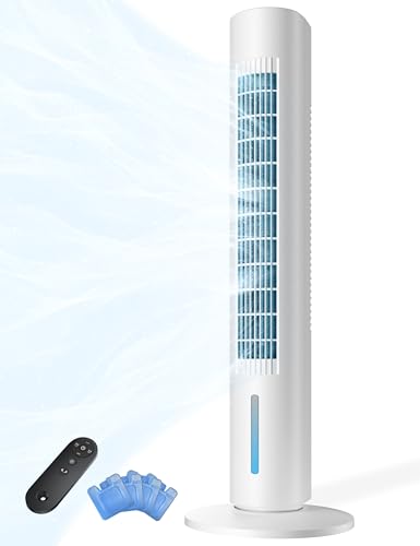 Windowless Portable Air Conditioner, 35' Evaporative Air Cooler for Room No Window, 7H Timer, 4 Modes, Remote Control, 140° Max Oscillating, Large Water Tank, Quiet AC Unit for Bedroom, White