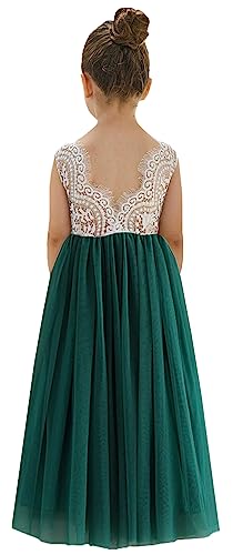 Image of 2Bunnies Girl Peony Lace Back A-Line Straight Tutu Tulle Party Flower Girl Dress