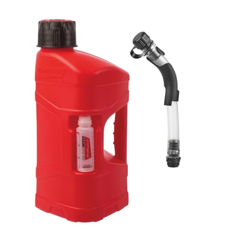 POLISPORT 8464600001 - ProOctane bidón de gasolina de 10L homologado con manguera de llenado duradero y resistente con tapón a prueba de derrame en color rojo