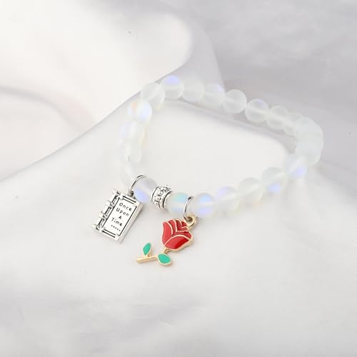 AKTAP Beauty B-ast Movie Inspired Earring Rose Book Charm Jewelry for Princess Fans2