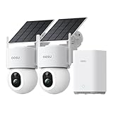 aosu 4K UHD D1 Max Überwachungskamera Aussen Solar Akku für Neue aosuBase, 2 Cam-Kit, TrueColor Nachtsicht, Auto-Tracking, 360° Schwenk/Neigung,Kein ABO Erforderlich，erweiterbarer Speicher bis 1TB