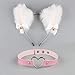 Serre-Tête Oreille de Chat Renard Bandeau Handband Blanc et Collier Ras du Cou en PU avec Cloche Cat Costume Kit Accessoires Cheveux de Déguisement pour Femme Fille Fête Halloween Anniversaire Cosplay