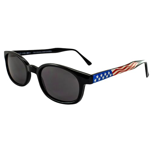 Pacific Coast Sunglasses X-Kd'S Flag Frame/Smoke Lens Rectangular Sunglasses, Black, 55mm, 60mm