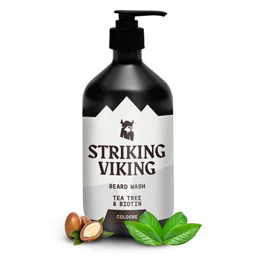 Striking Viking Beard Wash for Men - Fresh Masculine Scent, 300 ml, 1 Pack - Naturally Derived Deep Cleansing Formula with Jojoba & Argan Oils - Non-Stripping Itch-Free Gentle Beard Shampoo