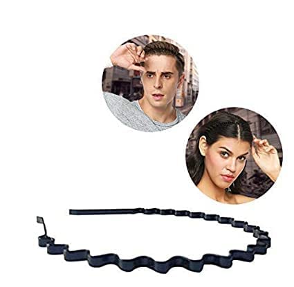 Flysales® Pack of 3 Black Flexible Metal Wavy,Spring Zig Zag Hair Band Hair Hoop Hairband Daily Use for Unisex Men Women (Design 8(pack 3)) 2