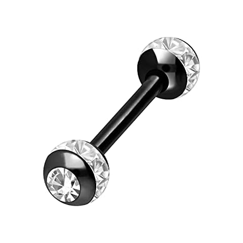 PIERCINGLINE Surgical Steel Barbell with Crystals Cover