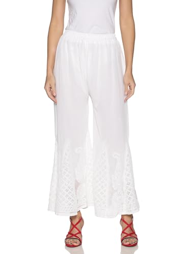 FCH, Fashionable Chikan Handikraft Women Georgette Palazzo Pants Summer Casual Pant Beach Outfits