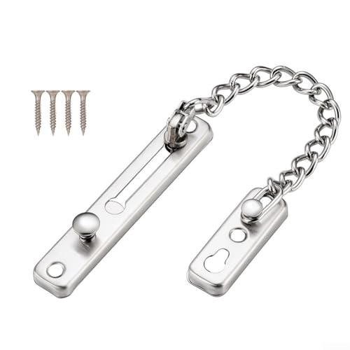 Cerradura de cadena de seguridad para puerta, mecanismo de botón de resorte antirrobo de acero inoxidable resistente para puertas de UPVC, madera y metal
