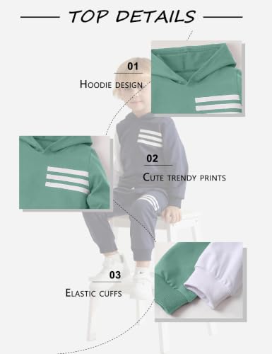 Image of Toddler Boy Clothes Long Sleeve Hoodie Sweatsuits Tops and Pants 2Pcs Boys Fall Winter Outfits Set