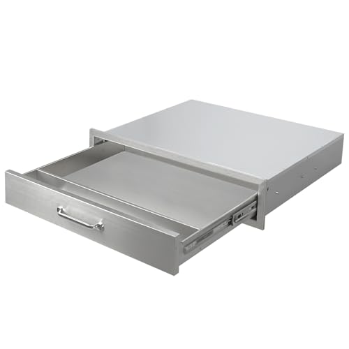 Image of Outdoor Kitchen Drawers 30 inch W x 6.5 inch H x 23 inch D Stainless Steel Single Drawers with Ergonomic Handle for BBQ Island, Patio Grill Station & Outdoor Kitchen Cabinets