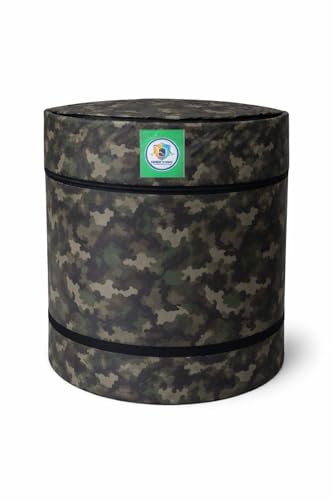 Image of Insulated Water Tank Cover for Overhead Tanks Aluminium Foil Bubble Insulation Heat & Cold Protection Waterproof Fabric UV Resistant Buckle Straps 500-2000 L (FOREST CAMOUFLAGE, 1500 LTR)