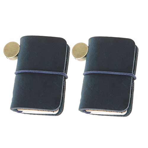 2 x kleines Leder-Reisetagebuch, Mini-Größe, personalisierbar, nachfüllbar, Miniatur-Notizbuch, Tagebuch für Schriftsteller, Dichter, Reisende (blau) Cover