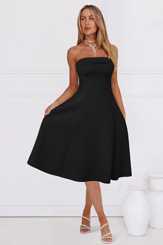 Newshows Womens Cocktail Dress Strapless Tube Formal Wedding Guest Prom Party Dress2