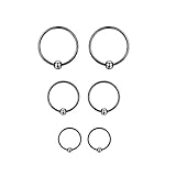Sterling Silver Cartilage Earrings Thin Small Hoop Hypoallergenic Mini Tiny Ear Piercing Endless Ball Bead Nose Sleeper for Women(10/12/14mm-Black)
