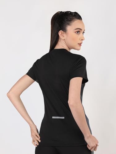 CHKOKKO Women's Round Neck Half Sleeves Gym Sports Regular Fit T-Shirt - Image 3