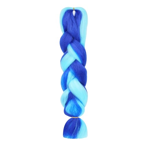 Aomig Extensiones para Trenzas, 24' Pelo Sintetico Trenzas de Pelo Trenzas Africanas Extensiones, Color Degradado Trenza Postizas Sintético para Cabello Trenzado Torcido, Azul Cielo/Azul Real