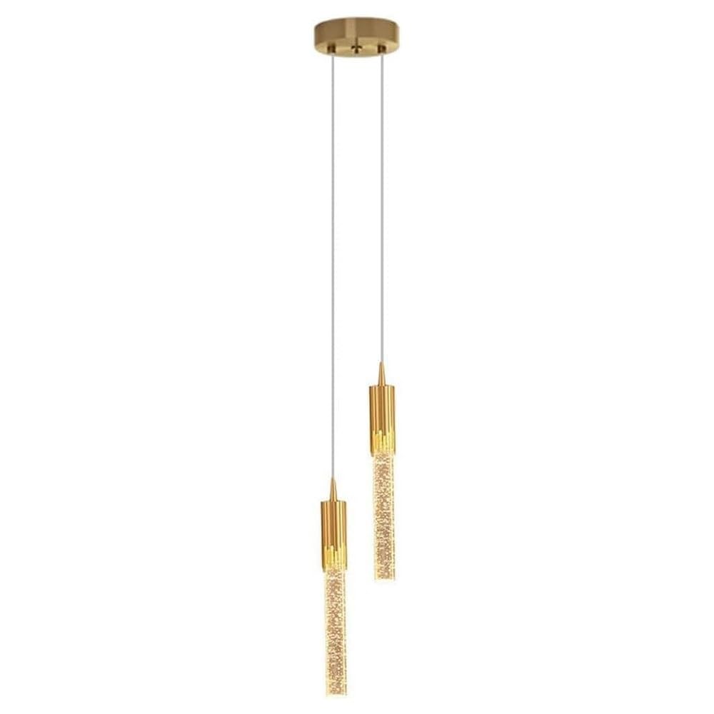 FEITENGDA Nordic Modern Bubble Crystal Pendant Light Creative Minimalist Cylindrical Hanging Lamp Interior 2 Heads Bedside Decor Chandelier for Dining Room Hallway Bedroom