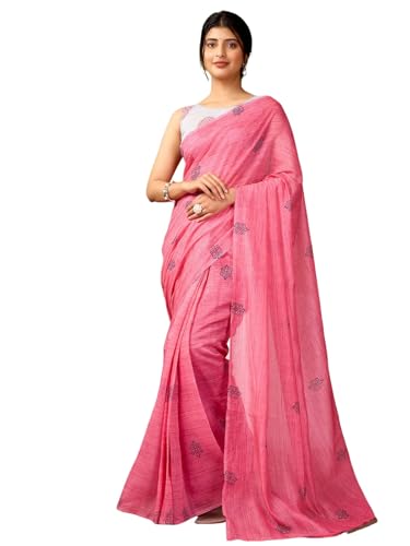 Image of Satrani Women's Chanderi Cotton Printed Ready To Wear One Minute Pre Pleated Readymade Saree with Unstitched Blouse Piece