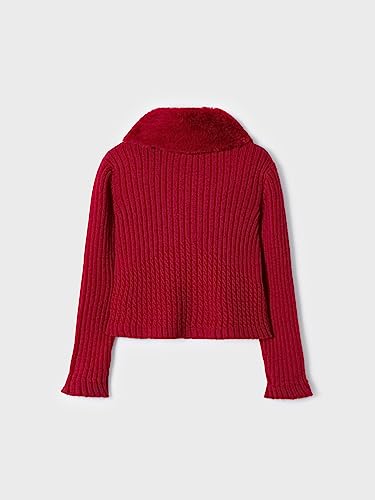 Mayoral Faux Fur Collar Cardigan for Girls Red2