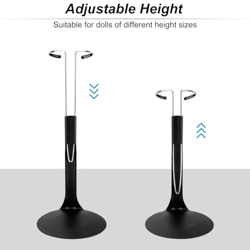 Image of 10 Pcs Doll Stand Adjustable Doll Display Stand, Action Figure Stand Holder 1 /6 Scale Dolls Support Stand for 8 inch to 12 inch Dolls Accessories (Black)