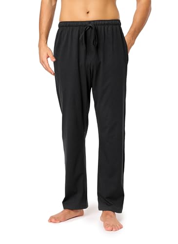 Timone Pantalones Largos de Pijamas 100% Algodón Hombre TPP-002 (Negro, L)