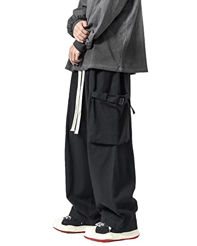 PRIJOUHE Men's Baggy Cargo Pants Casual Loose Fit Wide Leg Pants