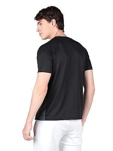 Image of CHKOKKO Men's Round Neck Gym Sports T-Shirt Black S