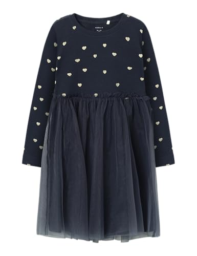 NAME IT Mädchen Nmfnadja Ls Dress Noos, Blau, 104