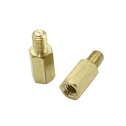 Hxchen M4 x 10 + 6mm Male to Female Thread Brass Hexagon Hex Standoff Spacer Pillars - (20 Pcs)