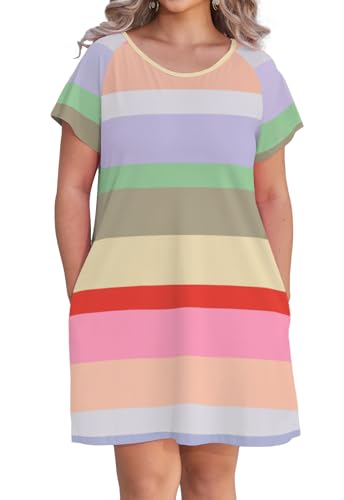 Image of Alaster Women's Casual Summer T Shirt Dress Loose Short Sleeve Tunic Dress with Pocket for Women
