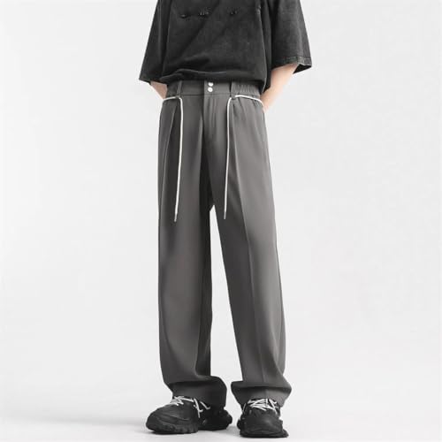 Men's Ice Silk Pants Summer Solid Color Thin Business Trousers Wide Leg Long Baggy Business Trousers2