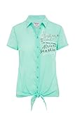  SOCCX Damen Bluse mit Artwork und Knotensaum