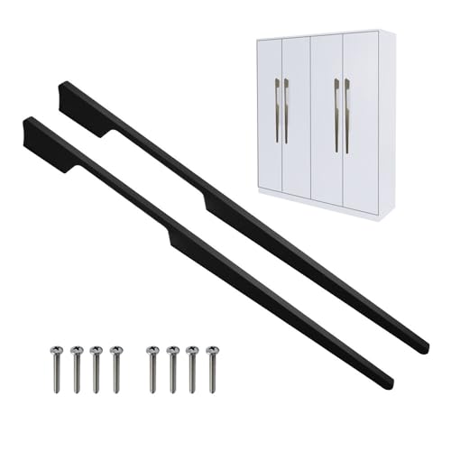 Image of VOLO Aluminium Wardrobe Handle - Elegant Pull Handle for Wardrobe Doors, Cabinet Doors, and Drawers in Kitchen, Office, and Bedroom (Pack of 2 Pieces) (SAC-40 Black 18 Inc (450mm))