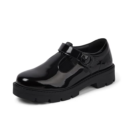 Chaussures Kickers Kori fille cuir noir salomé T-bar confort enfant