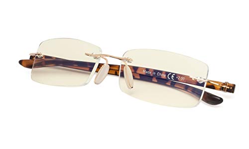 Blue Light Blocking Computer Glasses Anti Eye Eyestrain Unisex(Men/Women) Glasses with UV Protection, Tortoise Arm +2.00