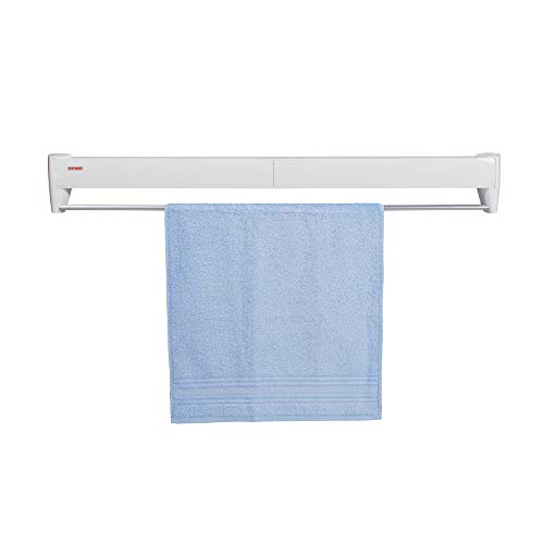 Leifheit 83100 Telefix 100 Wall Mount Retractable Clothes Drying Rack | 8 Drying Rods | White (Renewed)
