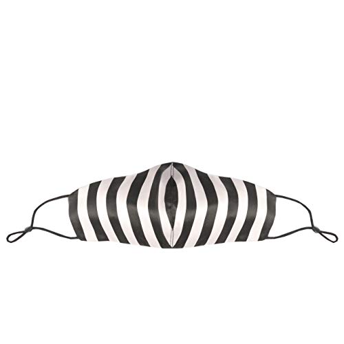 Mulberry Silk Face Mask by 22Silk Reusable & Adjustable Face Mask, 3D Chin Design for Flattering & Comfortable fit 6A Silk (Stripe - Black)