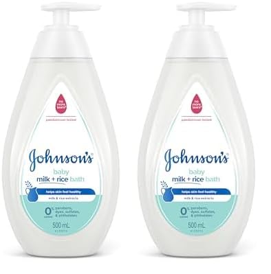 Johnson's Milk + Rice Gentle Nourishing Moisturising Tear-Free Baby Bath 500mL (Pack of 2)