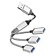 Powice US B Splitter, US B Splitter 1 zu 3 US B2.0 Kabel, US B Verteiler, US B Adapter, USB Doppelstecker Geeignet für die Datenübertragung über die USB-Schnittstellenerweiterung,Silber