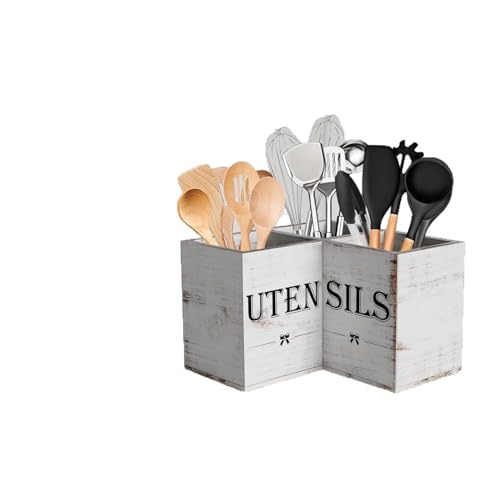 Distressed White 3-Compartment Wooden Holder